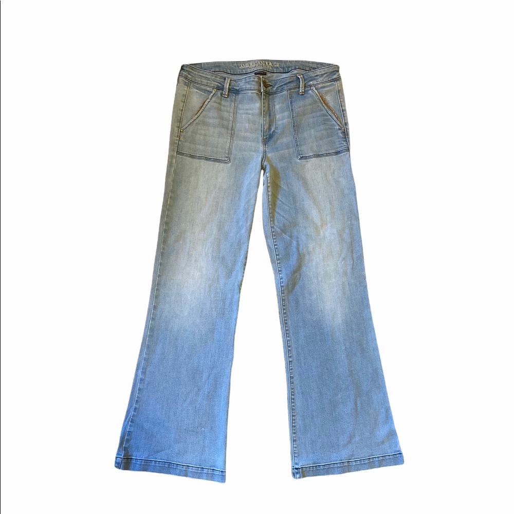 American Eagle outfitters stone washed flare leg jeans size 16 long